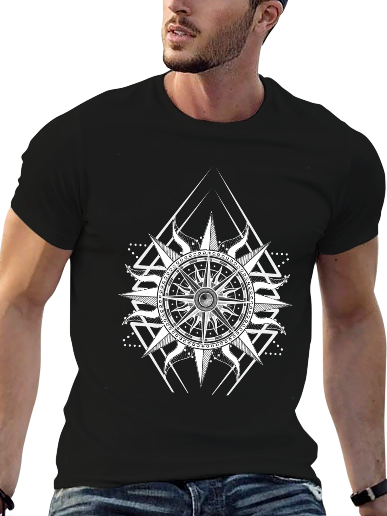 Nautical Compass Graphic Black T-Shirt