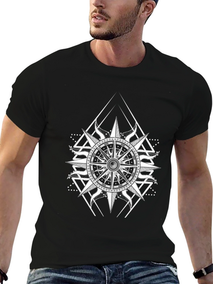 Nautical Compass Graphic Black T-Shirt