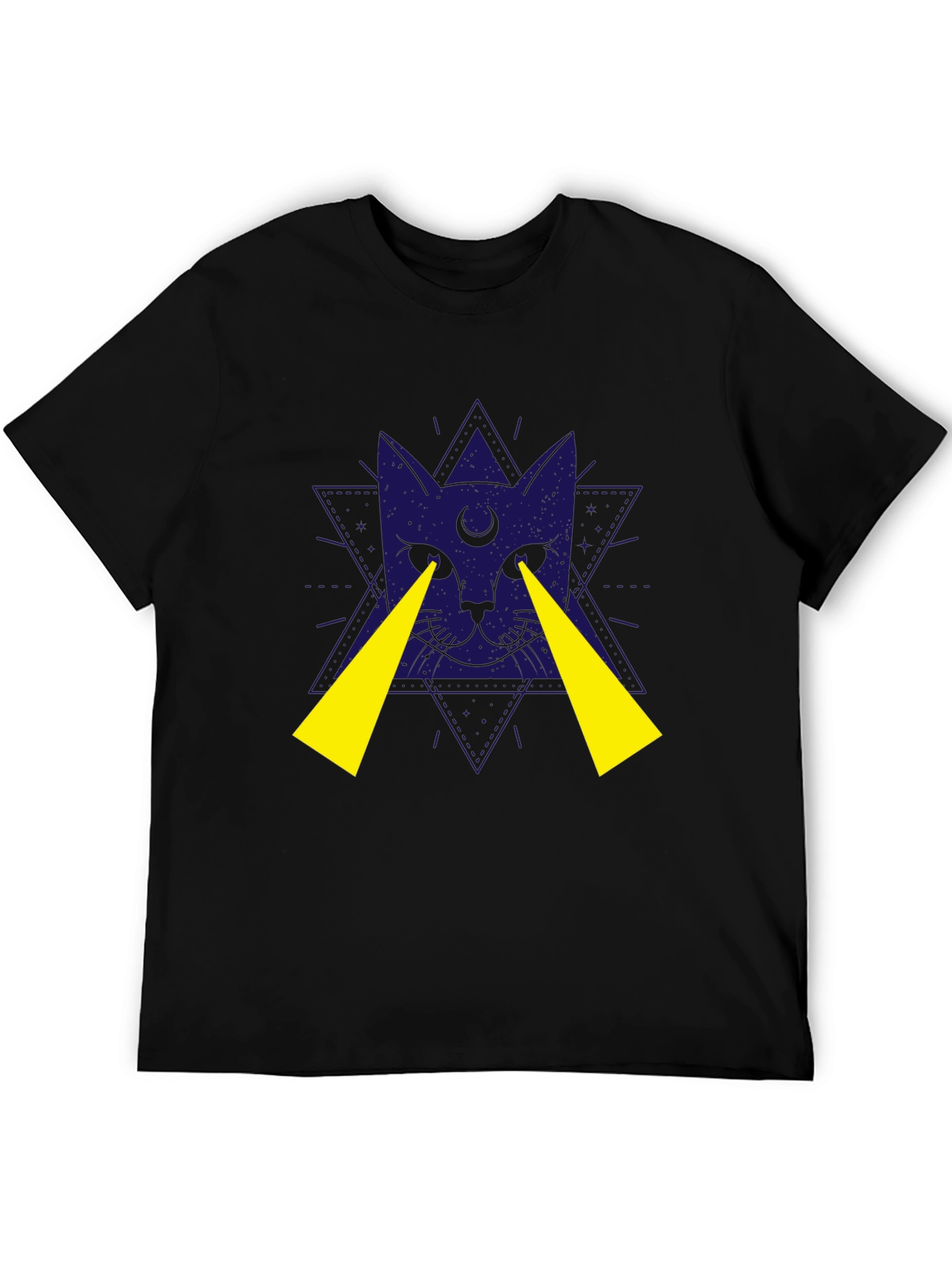 Mystic Cat Graphic Tee - Black Cotton T-Shirt