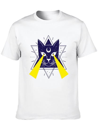 Mystic Cat Graphic Tee - Black Cotton T-Shirt
