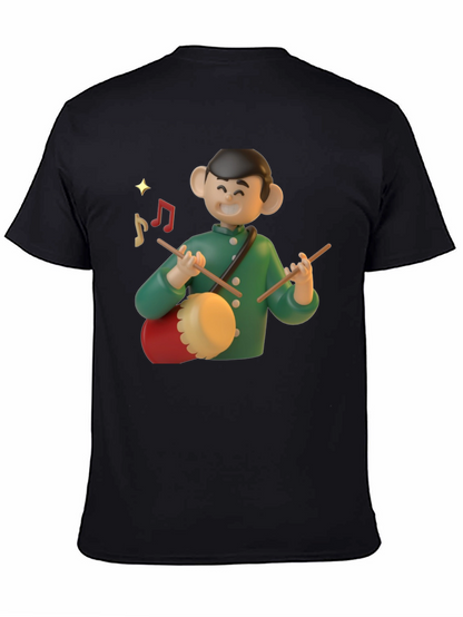 Cartoon Drummer Graphic T-Shirt