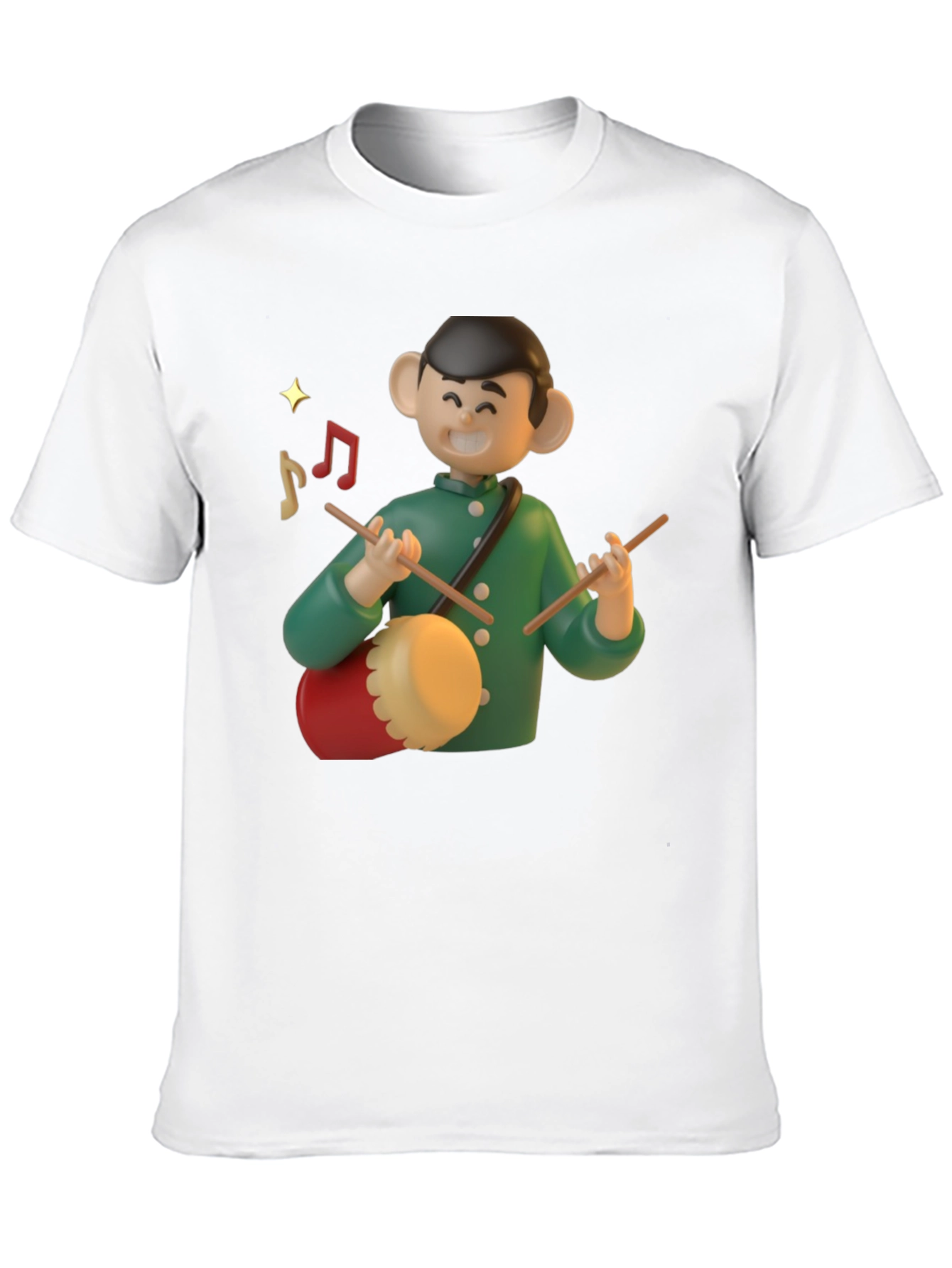 Cartoon Drummer Graphic T-Shirt