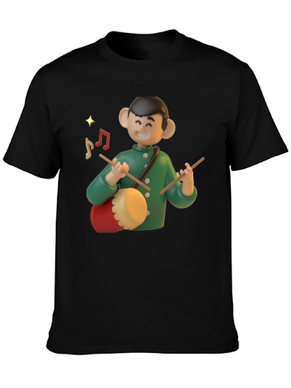 Cartoon Drummer Graphic T-Shirt