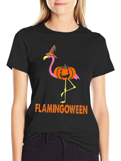 Flamingoween T-Shirt - Halloween Flamingo Pumpkin Witch Hat