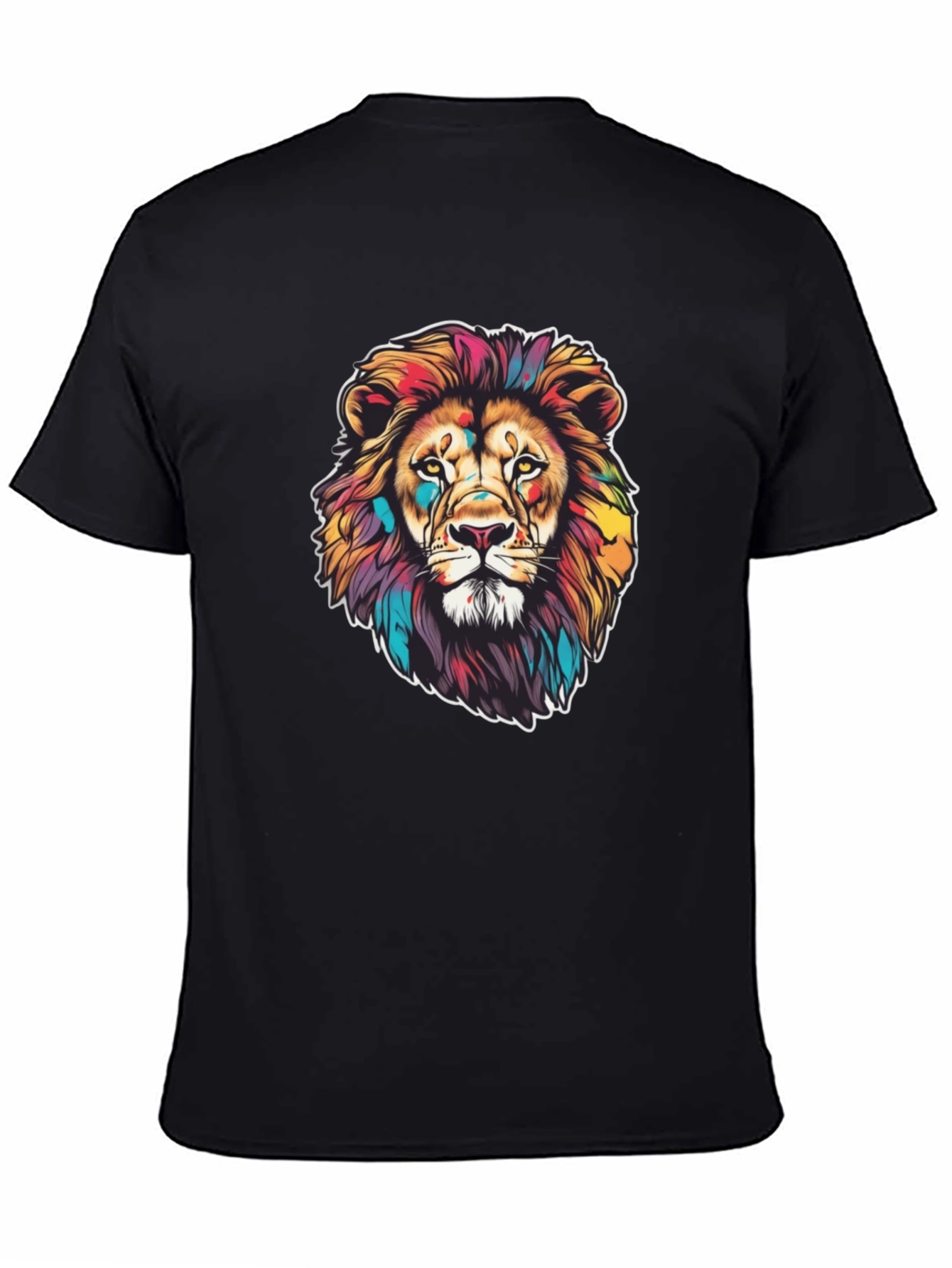 Vibrant Lion Graphic Black T-Shirt