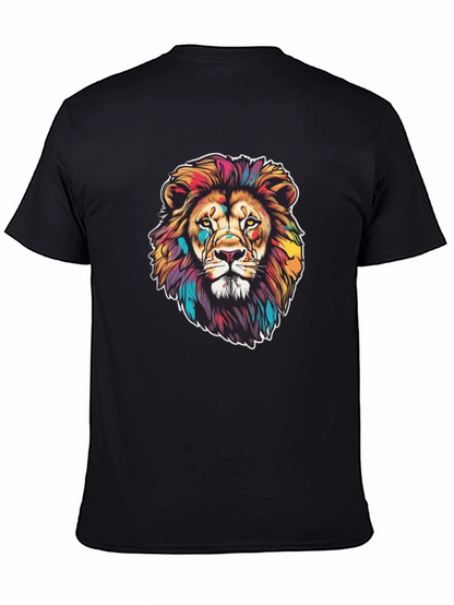 Vibrant Lion Graphic Black T-Shirt
