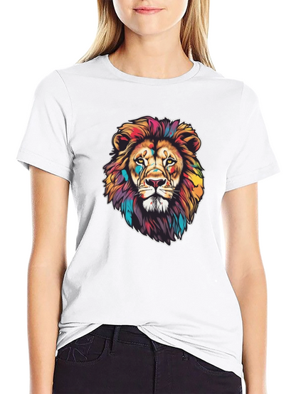 Vibrant Lion Graphic Black T-Shirt