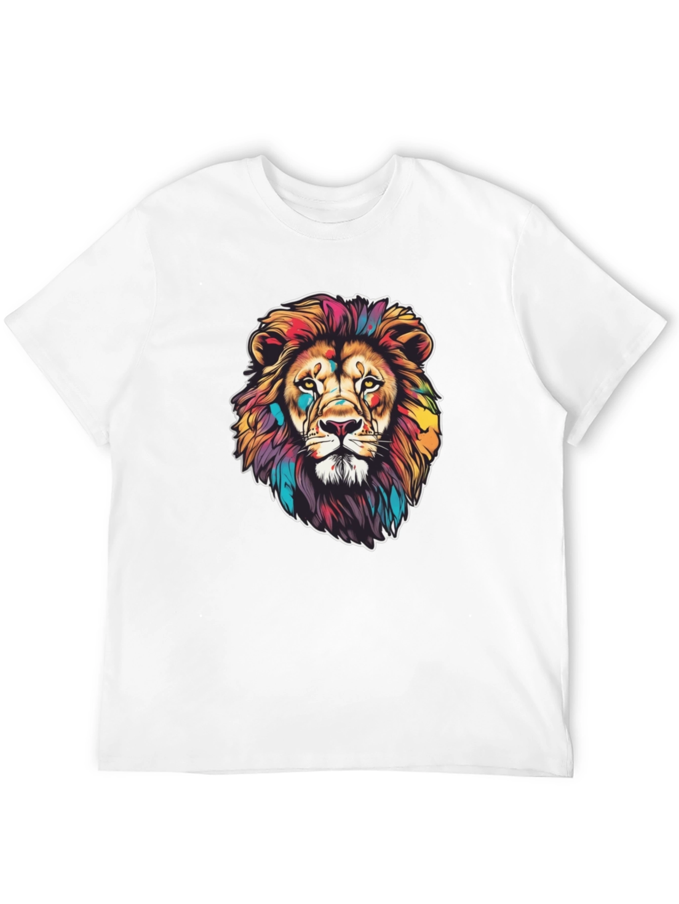 Vibrant Lion Graphic Black T-Shirt
