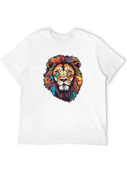 Vibrant Lion Graphic Black T-Shirt