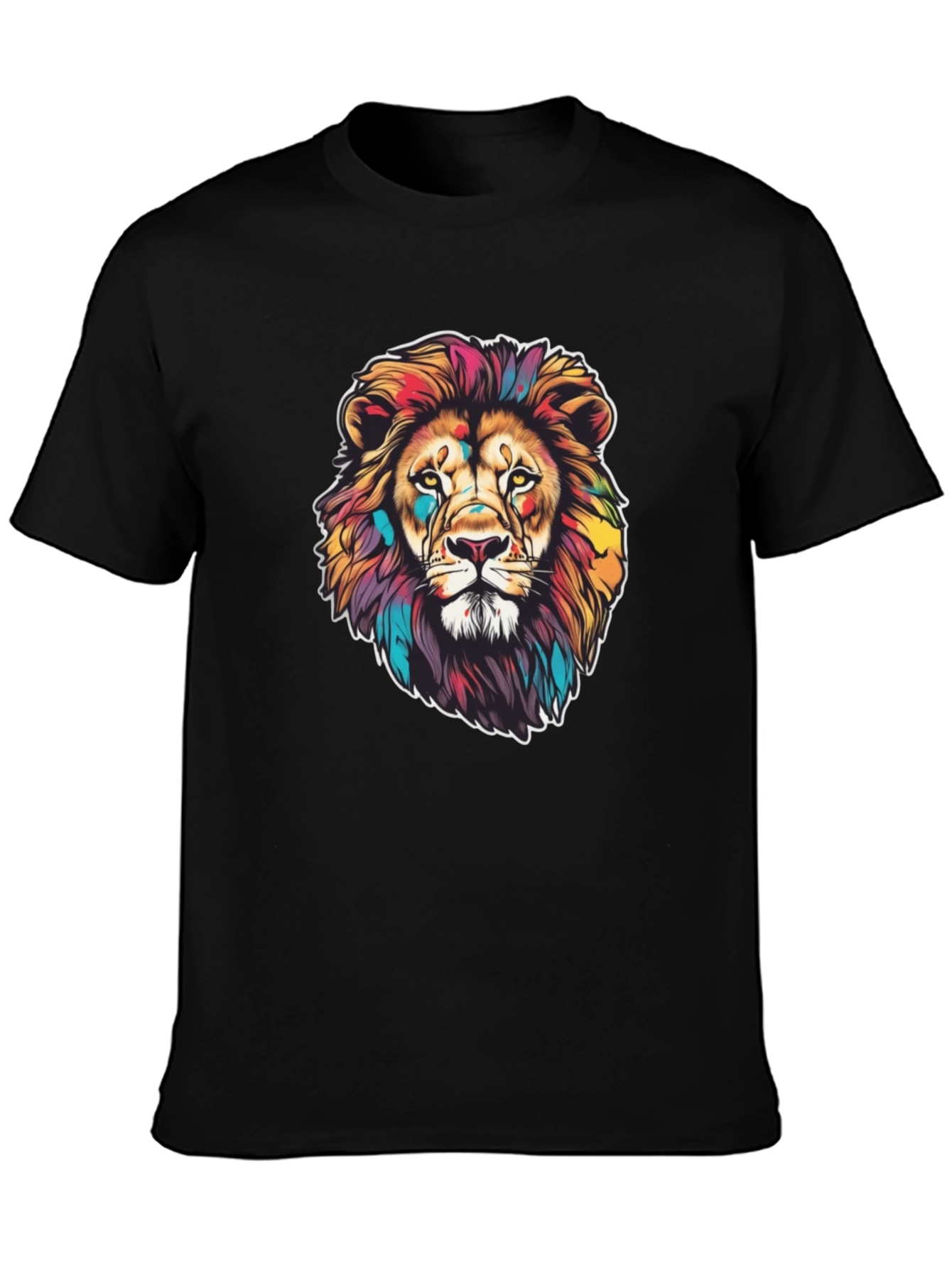 Vibrant Lion Graphic Black T-Shirt