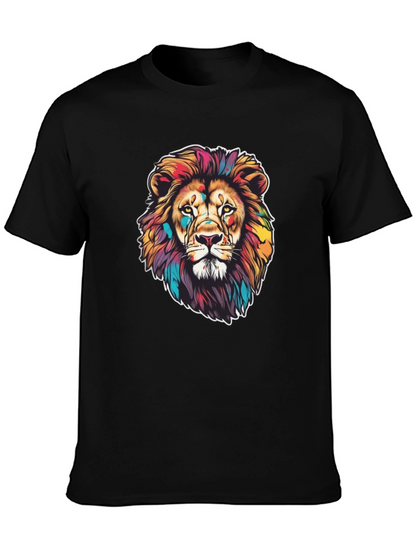 Vibrant Lion Graphic Black T-Shirt