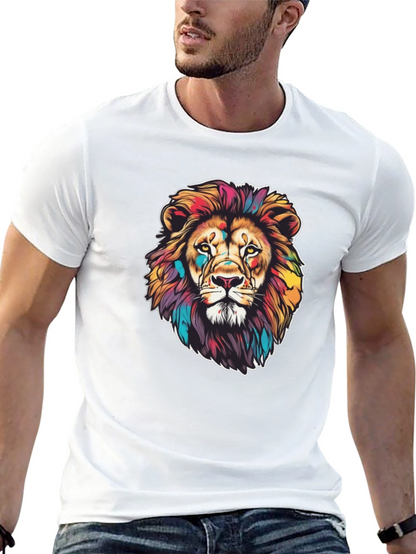 Vibrant Lion Graphic Black T-Shirt