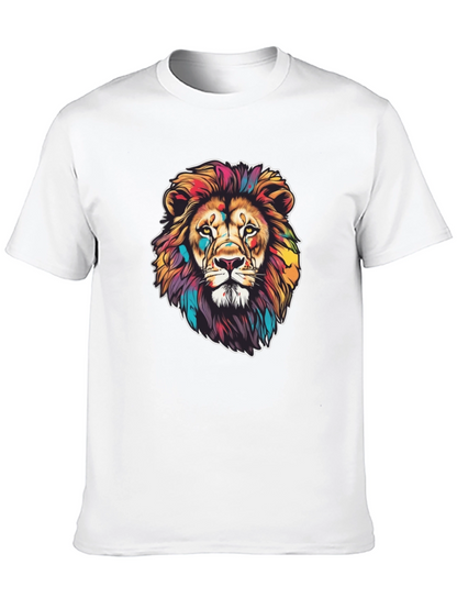 Vibrant Lion Graphic Black T-Shirt