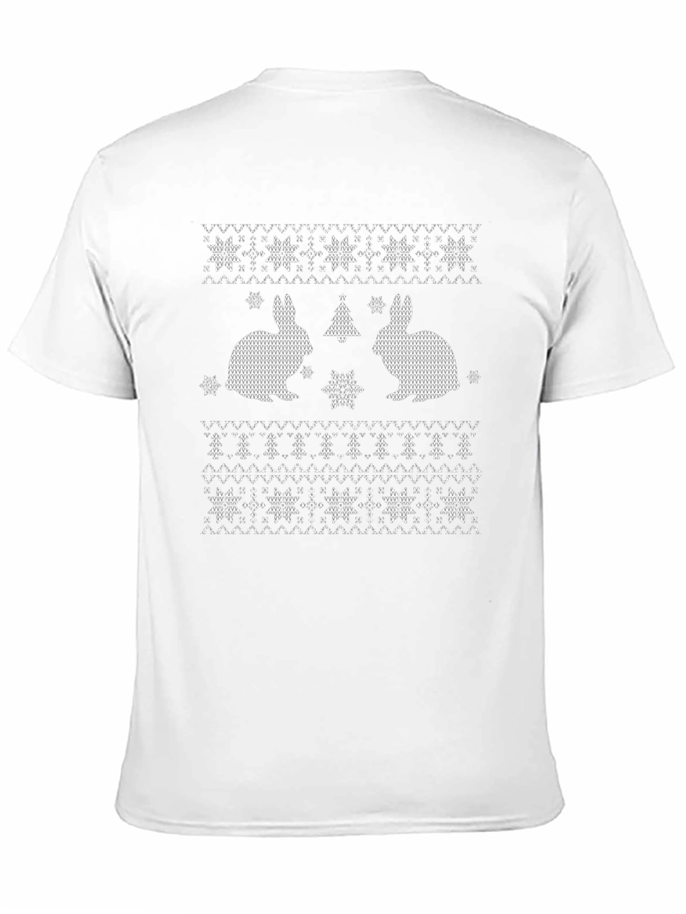Rabbit Christmas Tree Snowflake Patterned T-Shirt