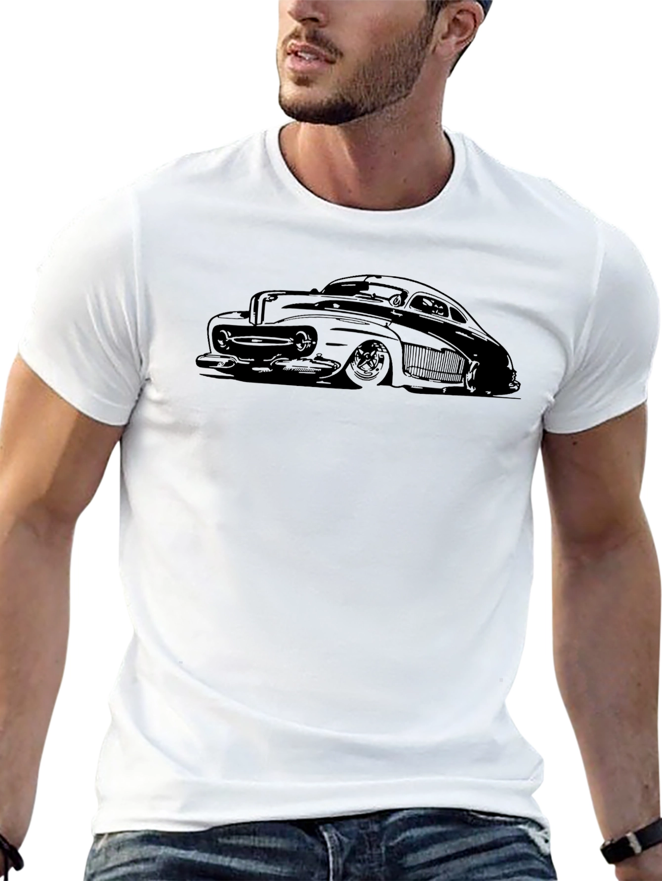 Classic Car Graphic Tee - Cool Black T-Shirt