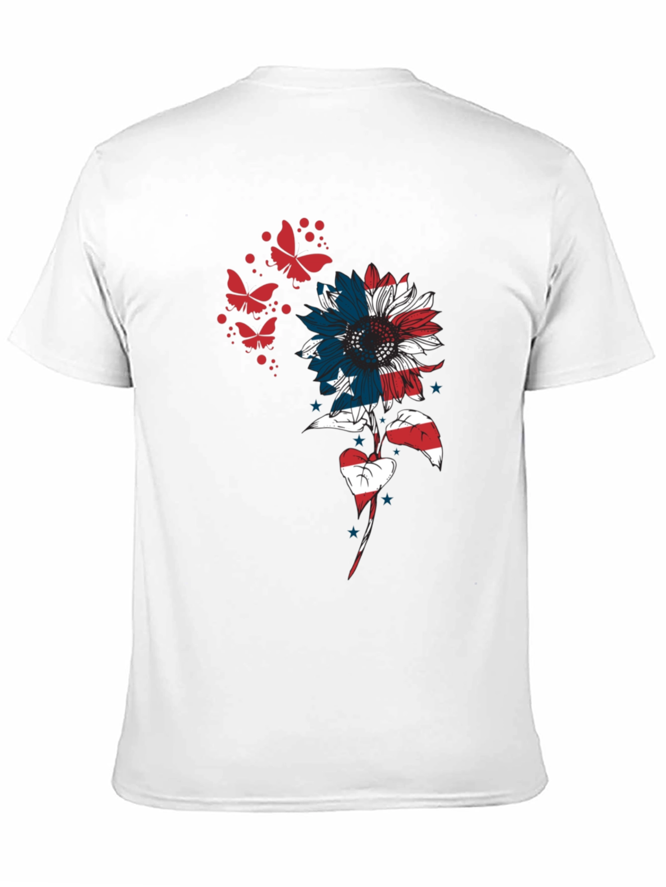 USA Flag Sunflower Butterfly Graphic Tee