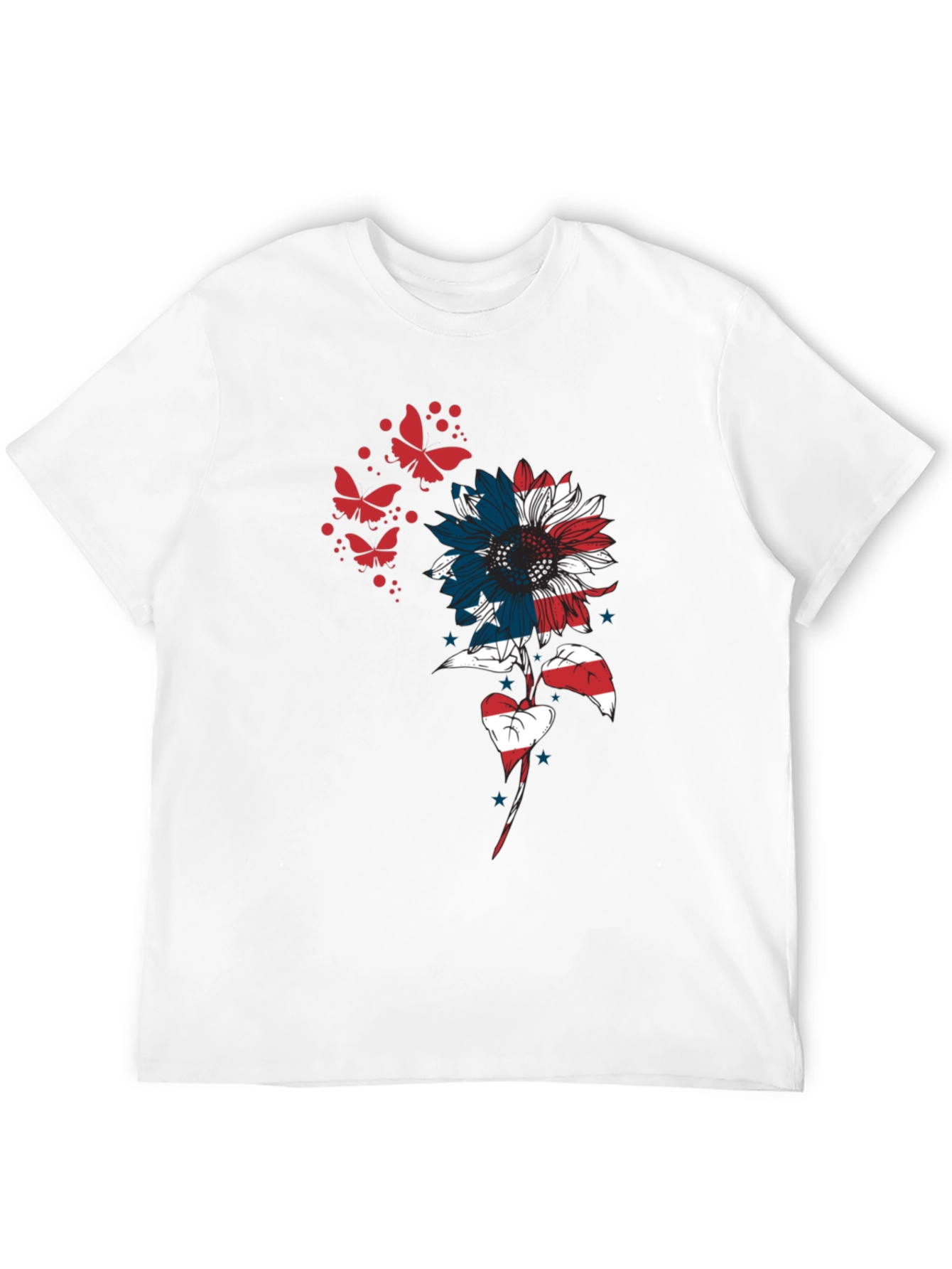 USA Flag Sunflower Butterfly Graphic Tee