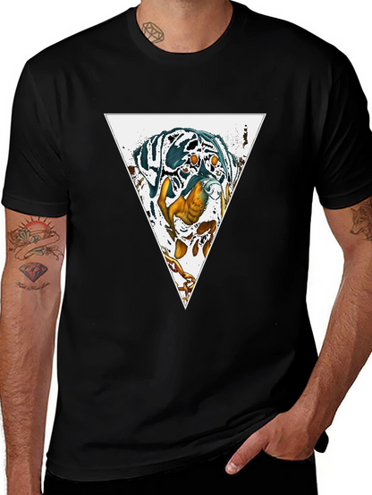Dog Triangle Graphic Print Black Tee
