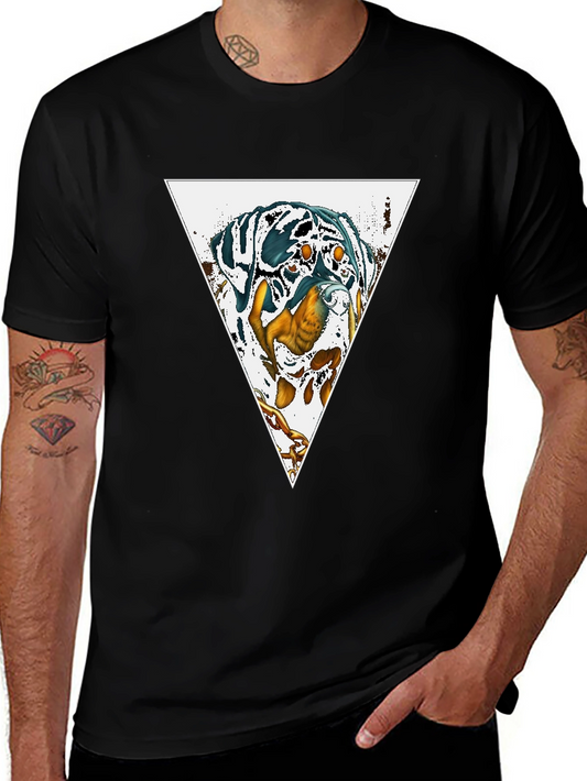 Dog Triangle Graphic Print Black Tee