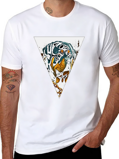 Dog Triangle Graphic Print Black Tee