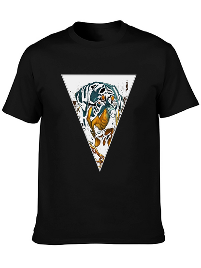 Dog Triangle Graphic Print Black Tee