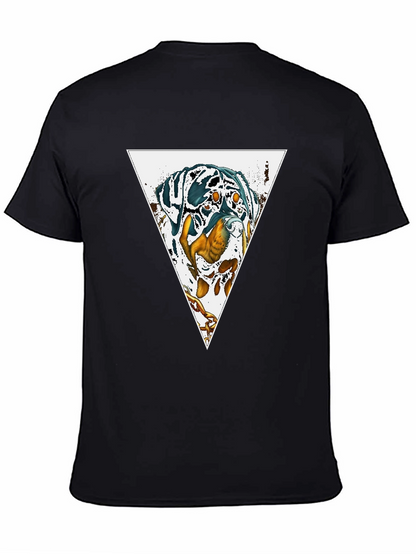 Dog Triangle Graphic Print Black Tee