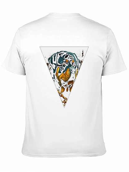 Dog Triangle Graphic Print Black Tee