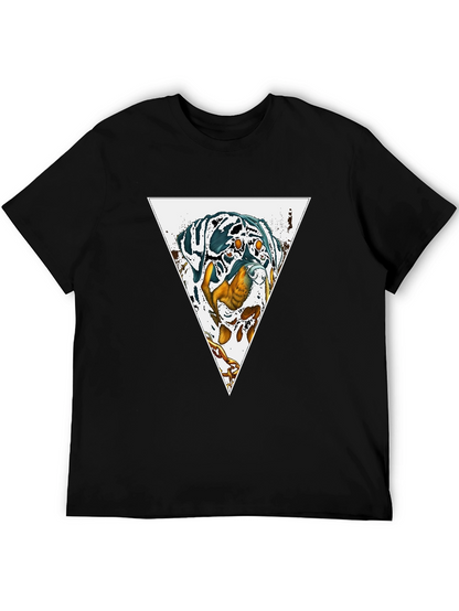 Dog Triangle Graphic Print Black Tee