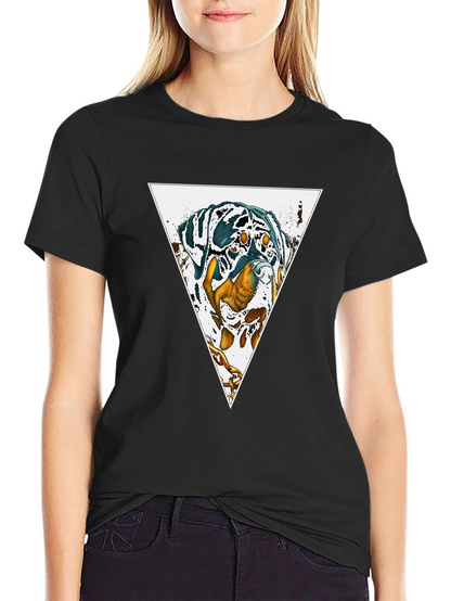 Dog Triangle Graphic Print Black Tee