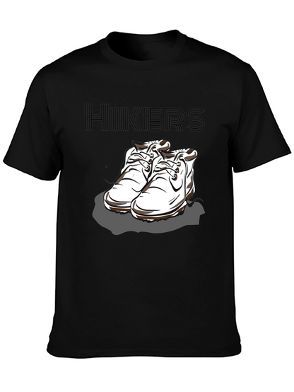 Hikers Black T-Shirt with Hiking Boots Design