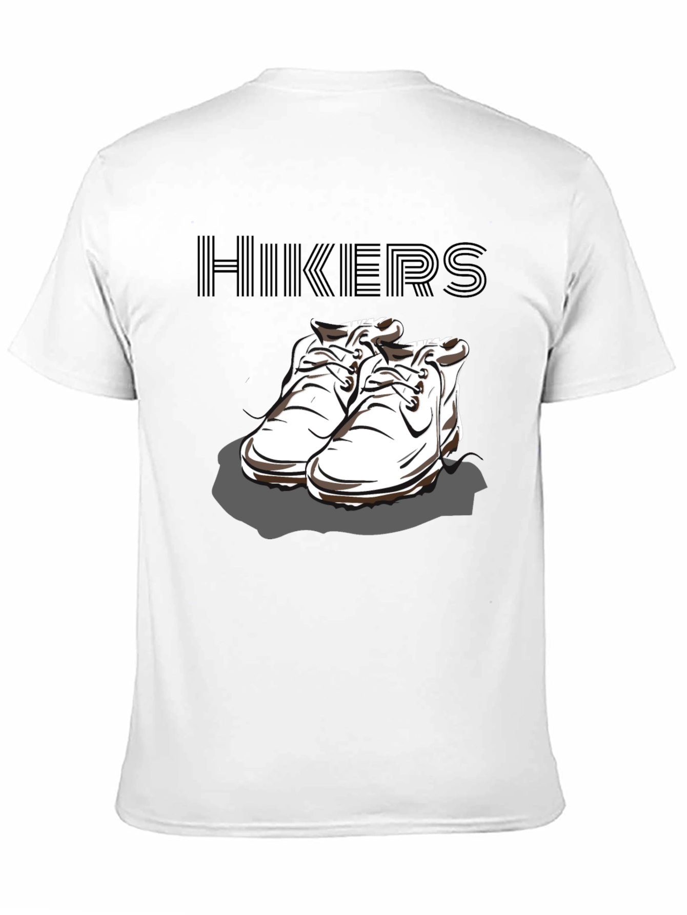 Hikers Black T-Shirt with Hiking Boots Design