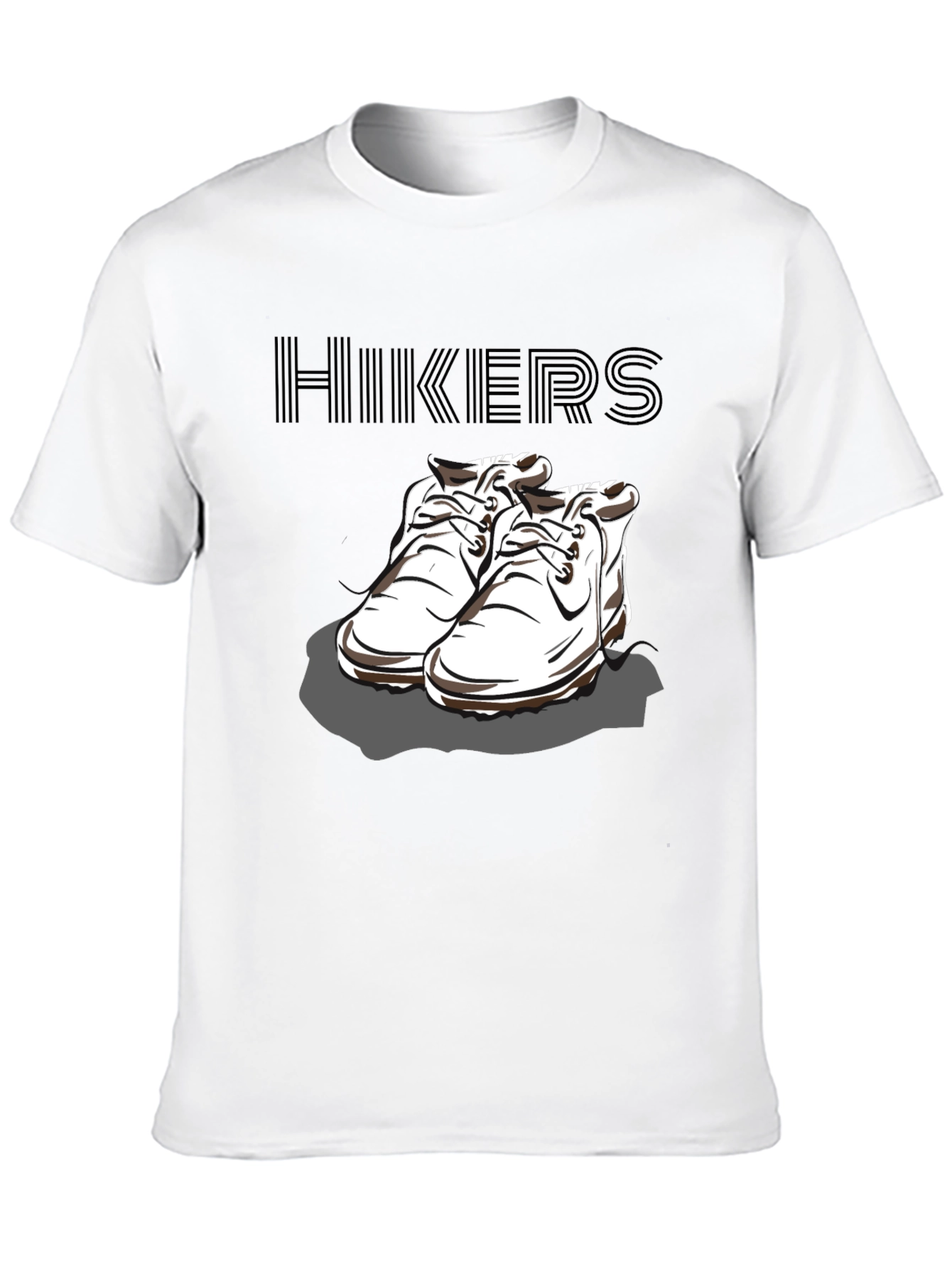 Hikers Black T-Shirt with Hiking Boots Design