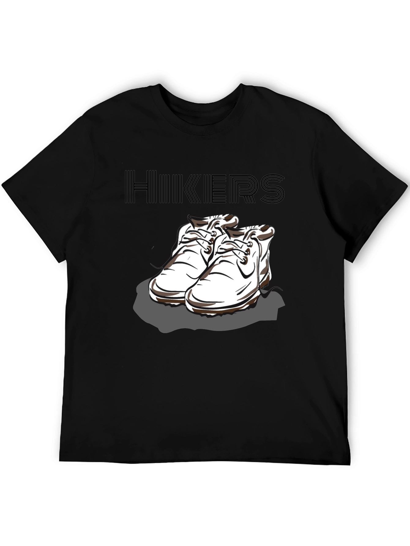 Hikers Black T-Shirt with Hiking Boots Design