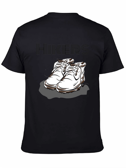 Hikers Black T-Shirt with Hiking Boots Design