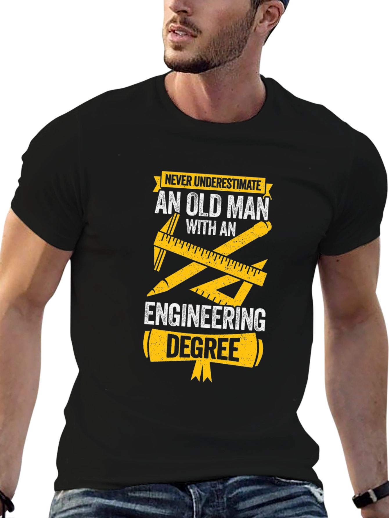 Old Man with Engineering Degree T-Shirt