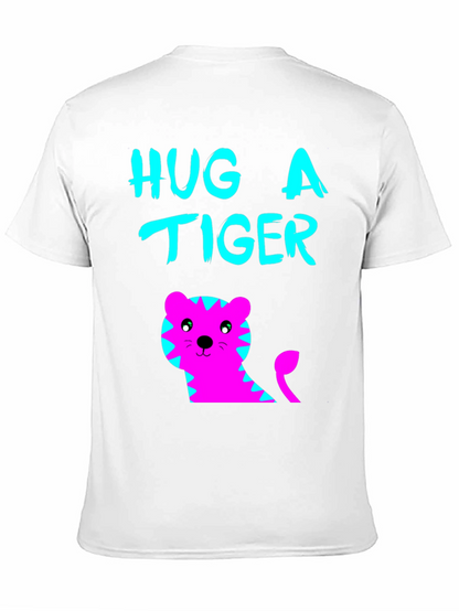 Hug a Tiger Graphic Tee - Black Cotton T-Shirt