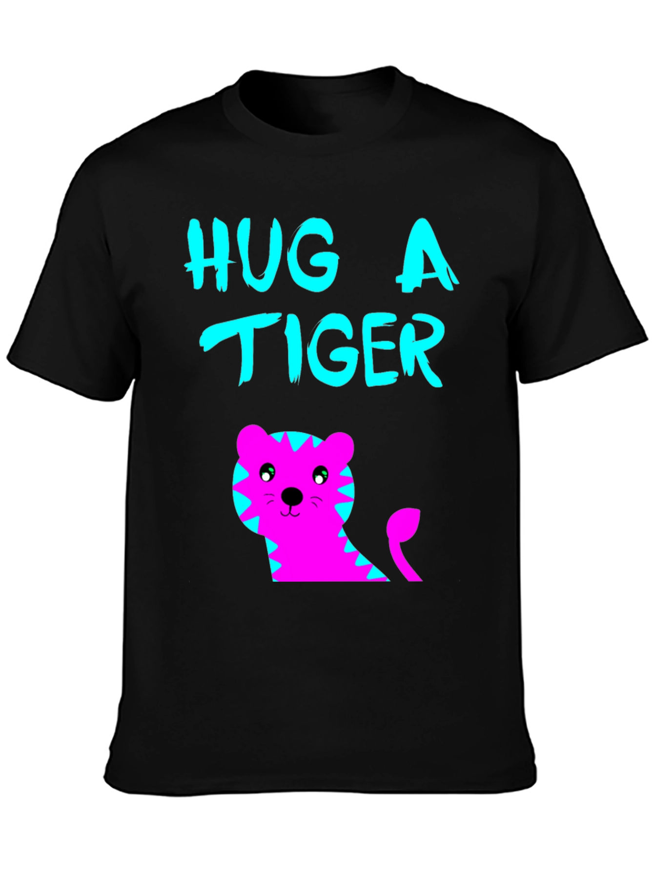 Hug a Tiger Graphic Tee - Black Cotton T-Shirt