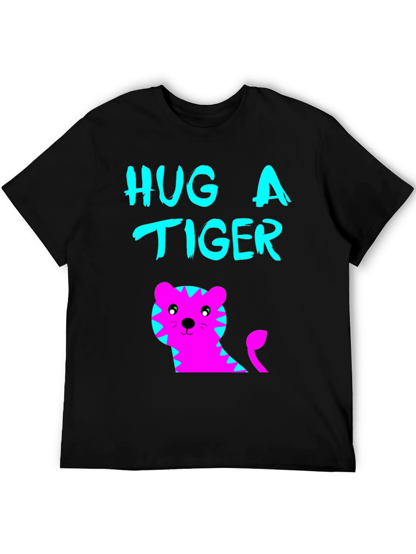Hug a Tiger Graphic Tee - Black Cotton T-Shirt