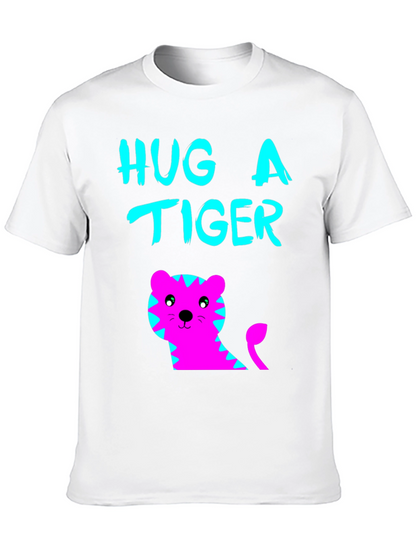 Hug a Tiger Graphic Tee - Black Cotton T-Shirt