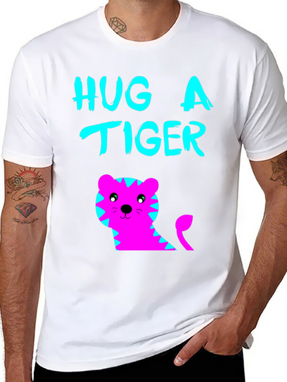 Hug a Tiger Graphic Tee - Black Cotton T-Shirt