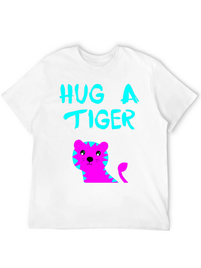 Hug a Tiger Graphic Tee - Black Cotton T-Shirt