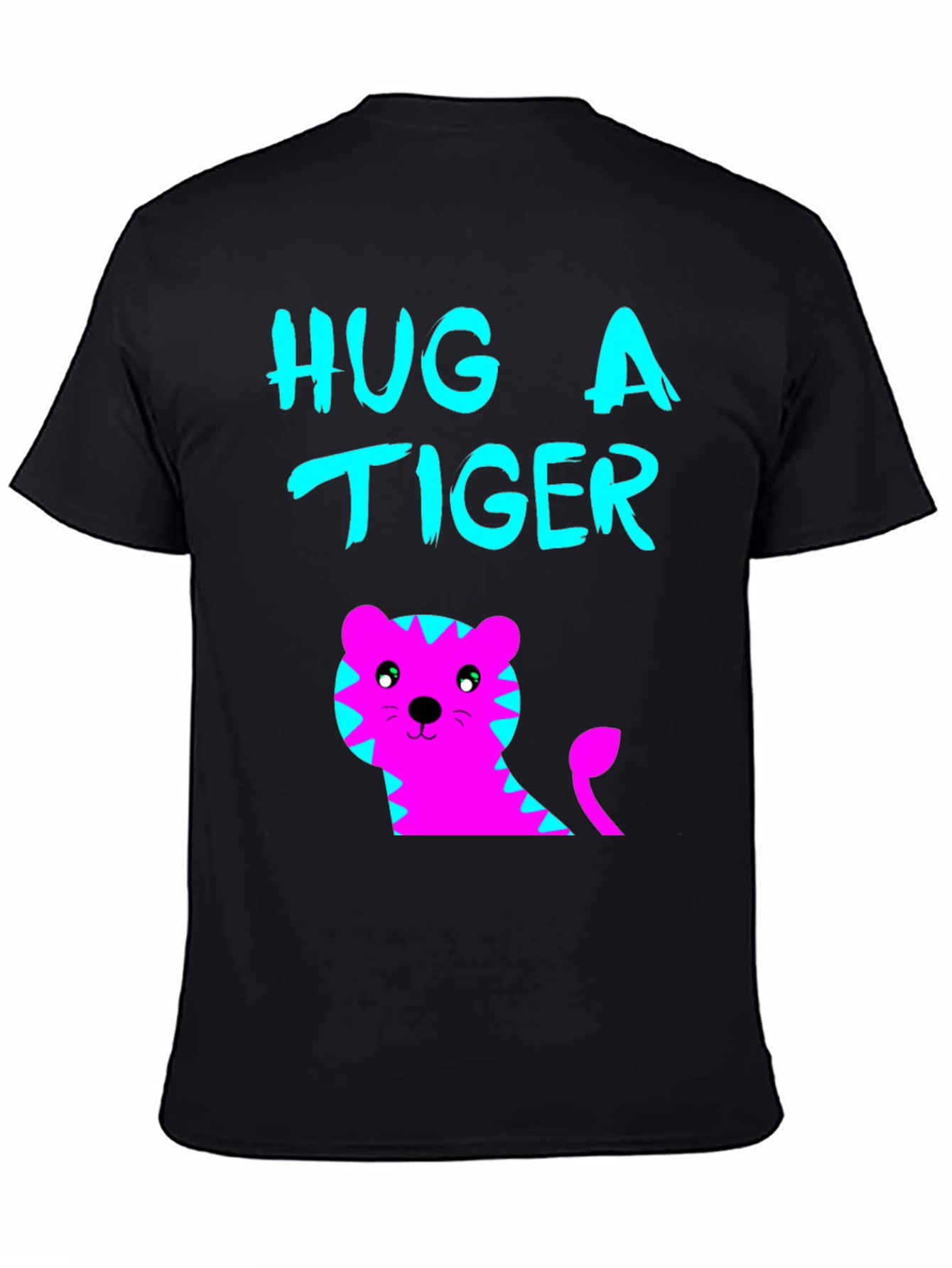 Hug a Tiger Graphic Tee - Black Cotton T-Shirt