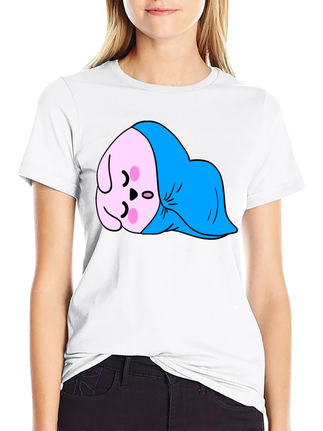 Cute Sleeping Kawaii Character Black T-Shirt