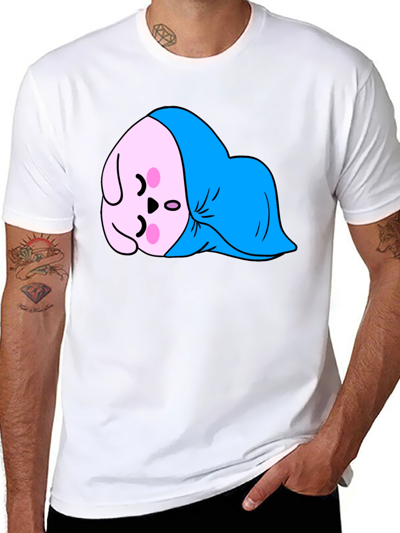 Cute Sleeping Kawaii Character Black T-Shirt