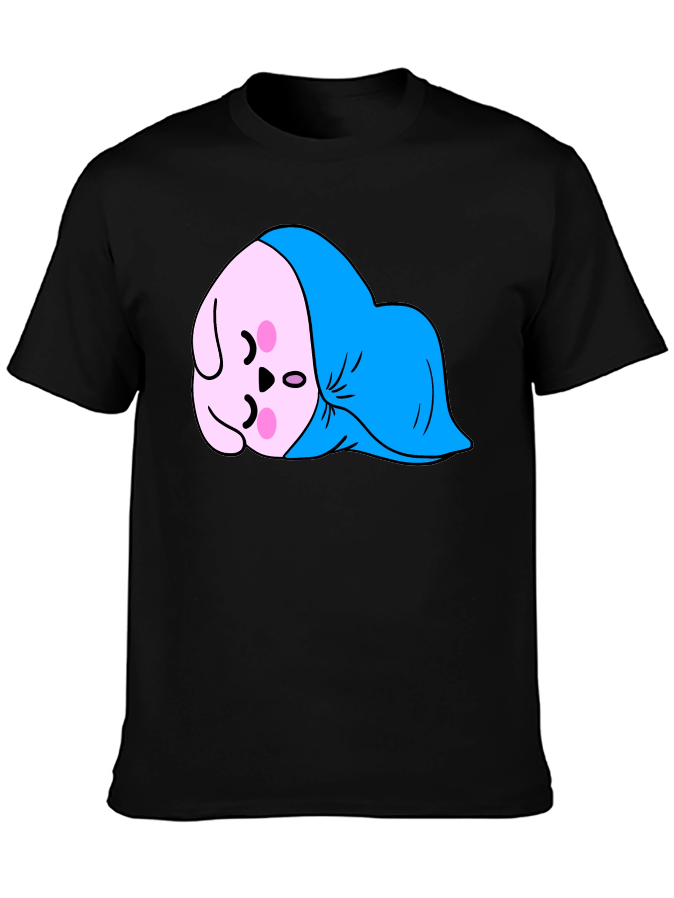 Cute Sleeping Kawaii Character Black T-Shirt