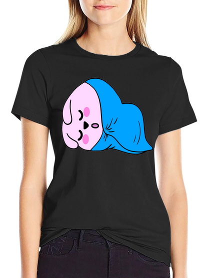 Cute Sleeping Kawaii Character Black T-Shirt