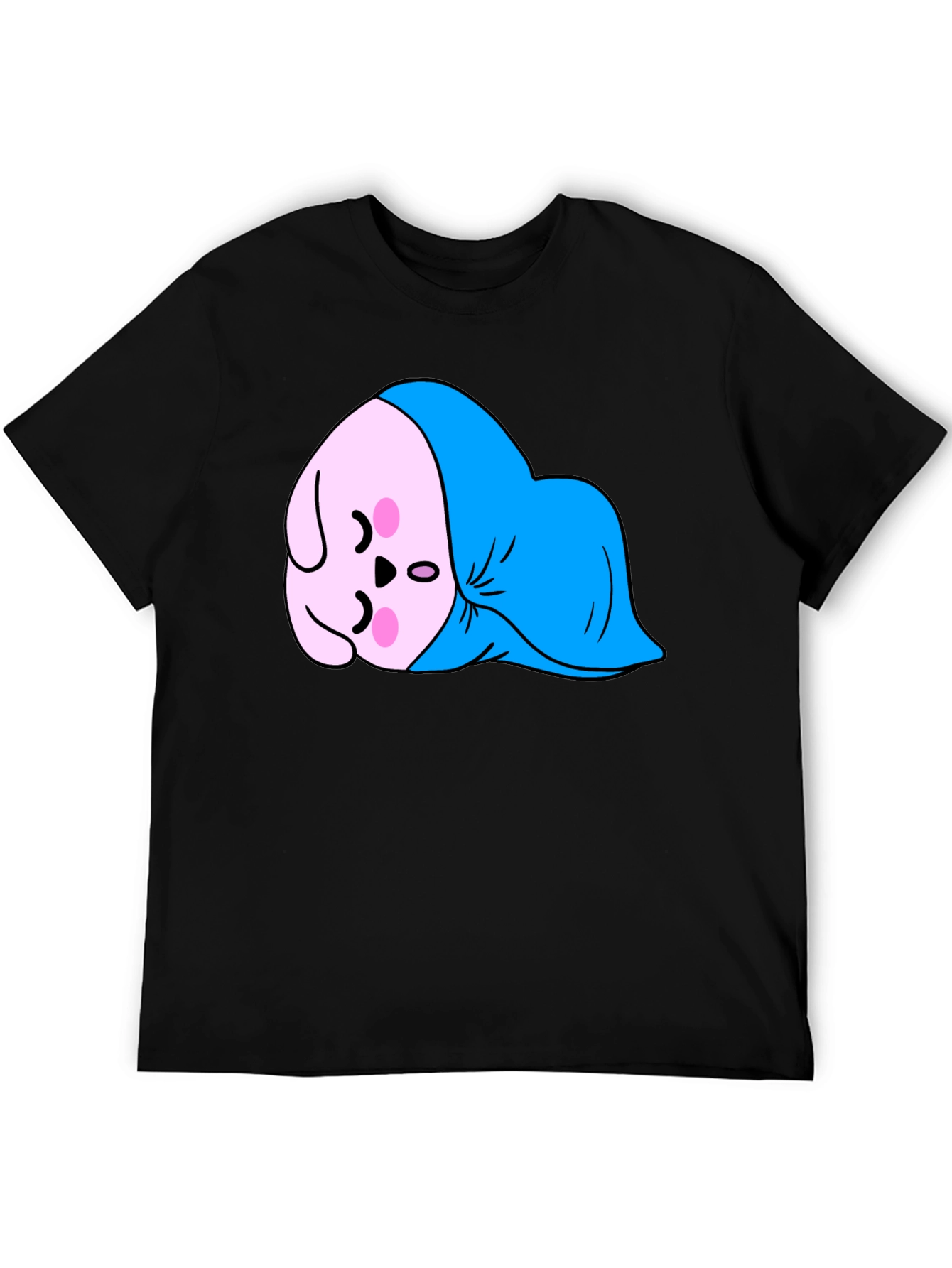 Cute Sleeping Kawaii Character Black T-Shirt