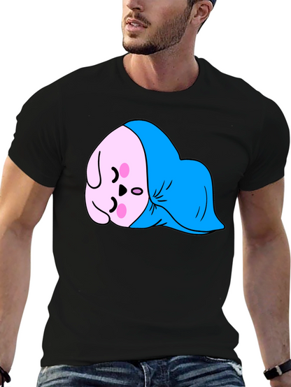 Cute Sleeping Kawaii Character Black T-Shirt