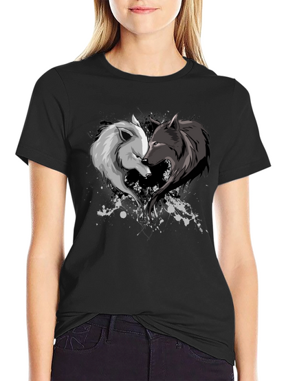Yin Yang Wolf Couple Graphic Tee