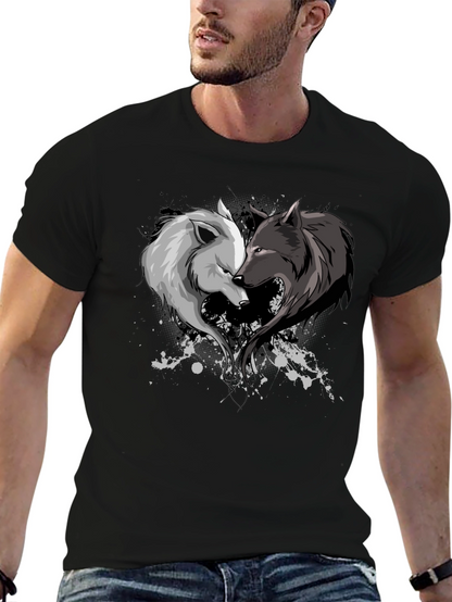 Yin Yang Wolf Couple Graphic Tee